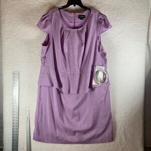 Ashro Women's Cap Sleeve Purple Belted Lisabette Peplum Dress Size 26W NWT 9654